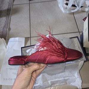 Birdies Red Feathered Women's Sandals